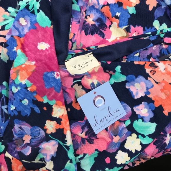 LAST ONE🌺Navy & Purple Floral Faux Wrap Maxi Dress - Picture 6 of 7